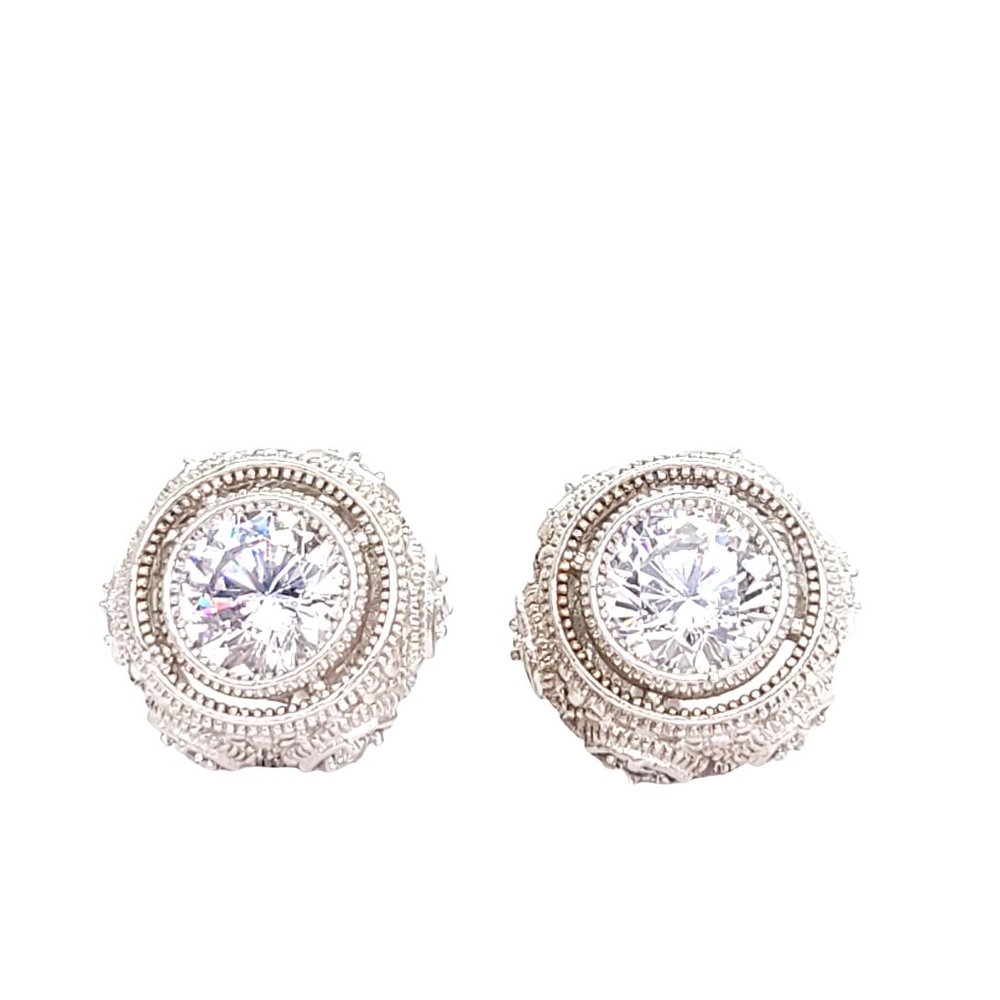 Stunning Belargo Sterling CZ Sparkle Post Earrings for Pierced Ears